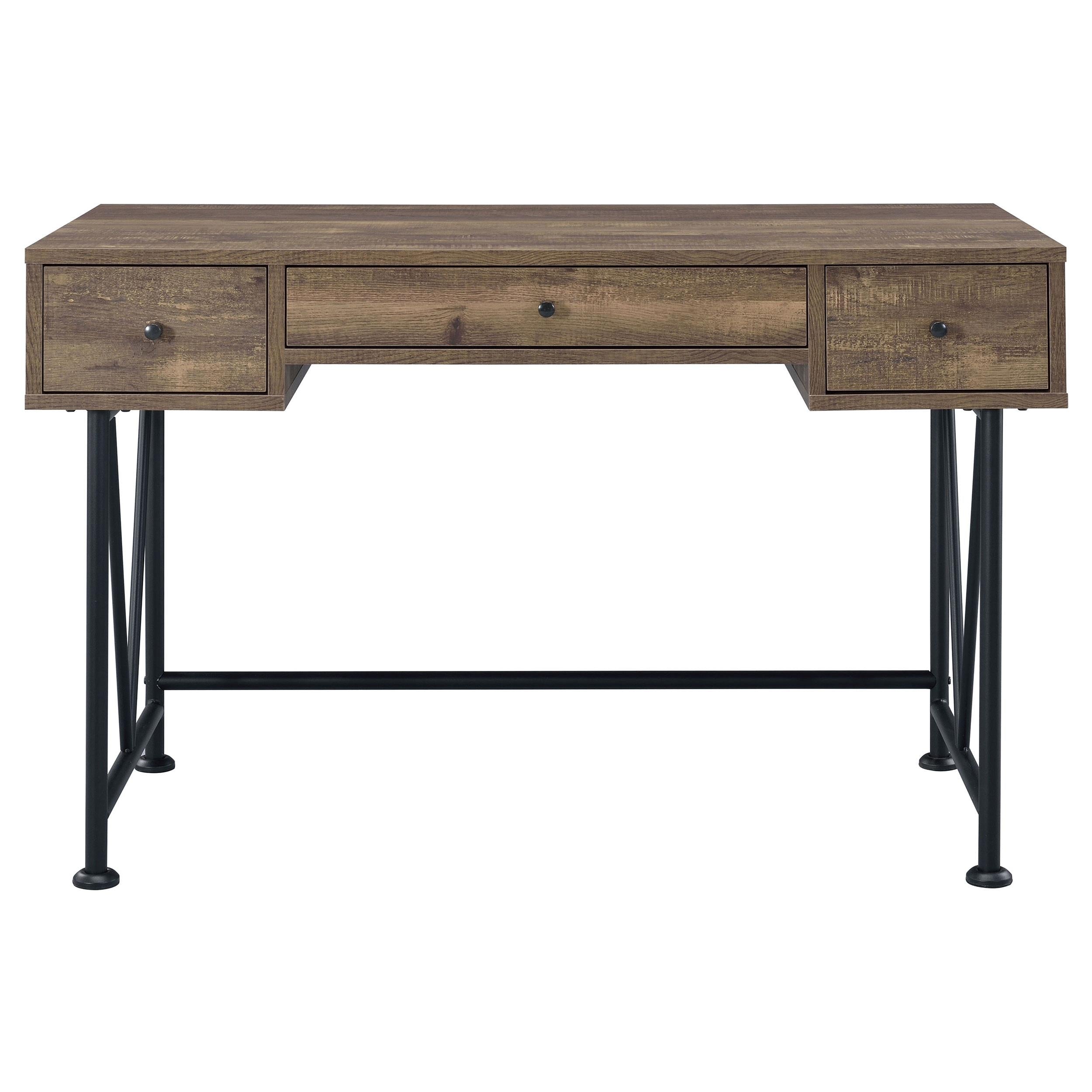 Analiese 3-drawer Writing Desk Rustic Oak and Black