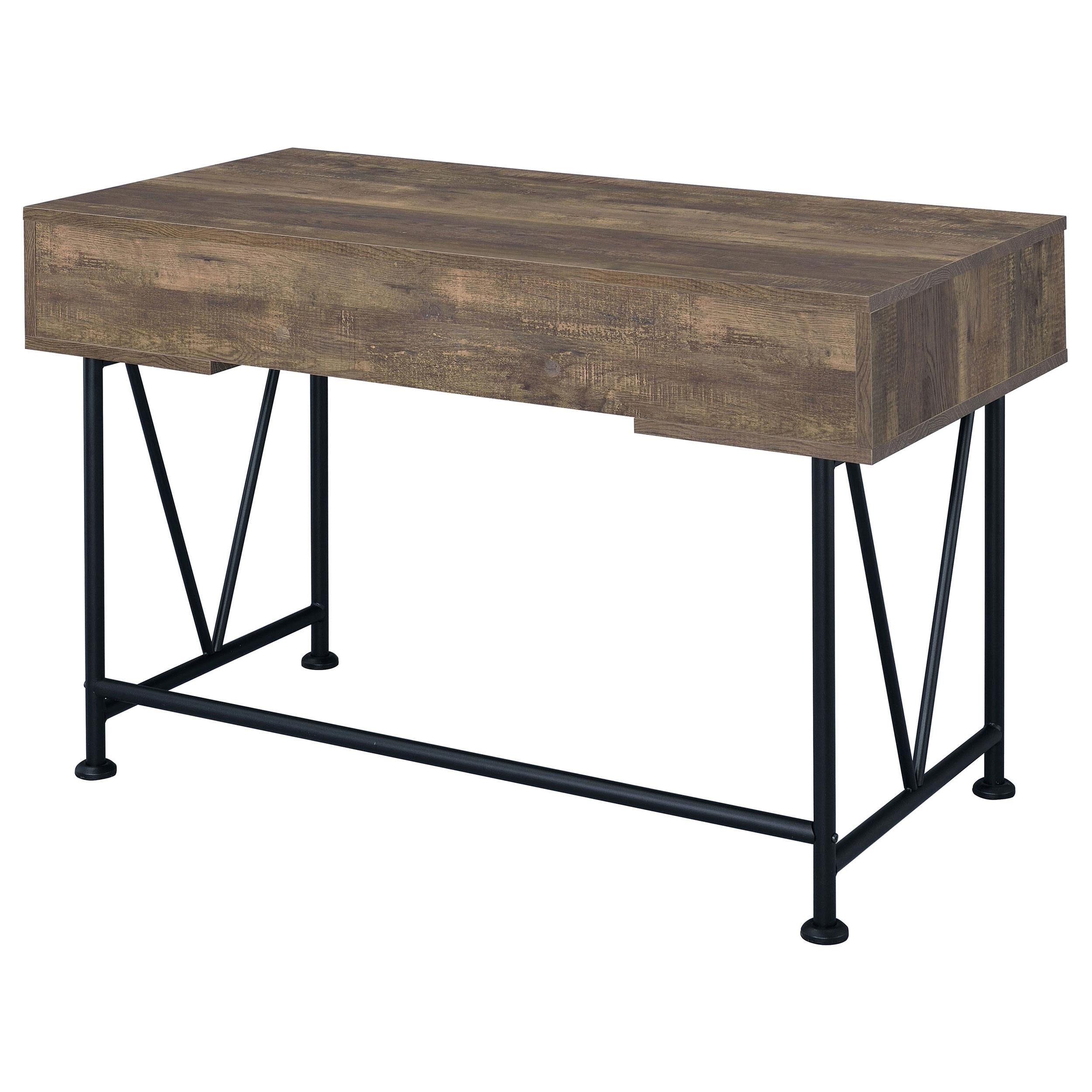 Analiese 3-drawer Writing Desk Rustic Oak and Black