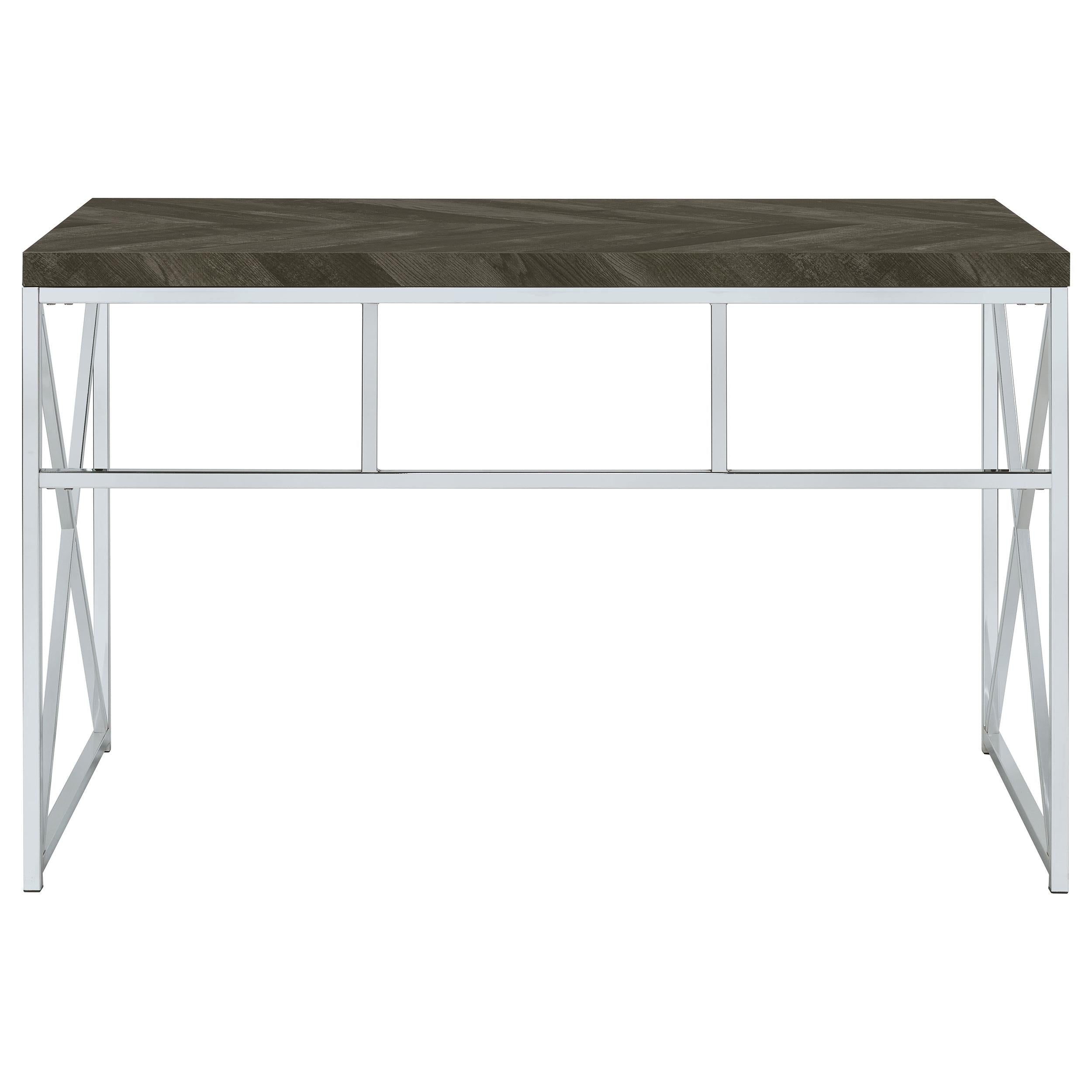 Grimma 47-inch Writing Office Desk Rustic Grey and Chrome