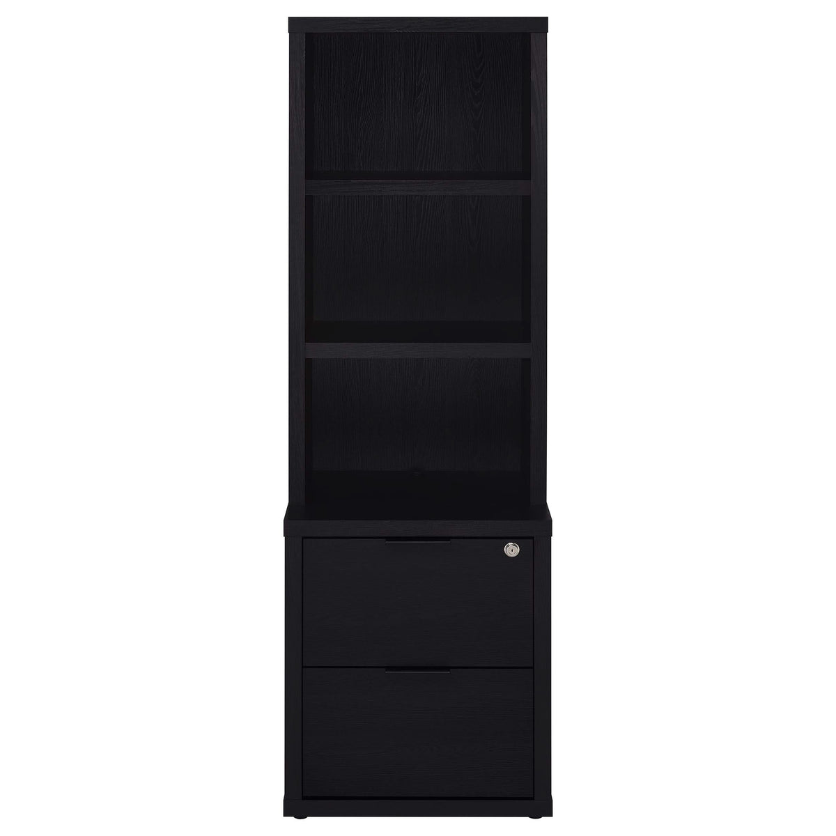 Westpark 3-shelf Bookcase USB and Lockable Drawer Black