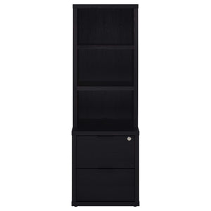 Westpark 3-shelf Bookcase USB and Lockable Drawer Black