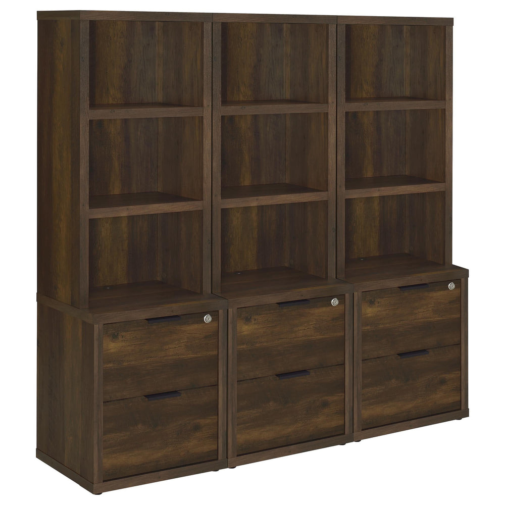 Estantería de pared Westpark de 3 piezas con USB, pino oscuro