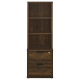 Westpark 3-shelf Bookcase USB and Lockable Drawer Dark Pine