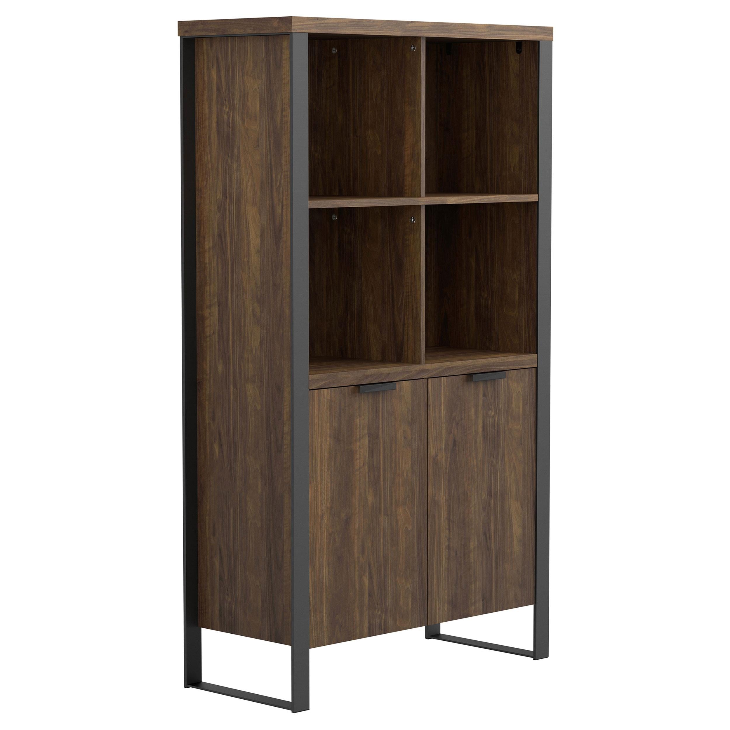 Pattinson 63-inch 2-shelf Cabinet Bookcase Aged Walnut