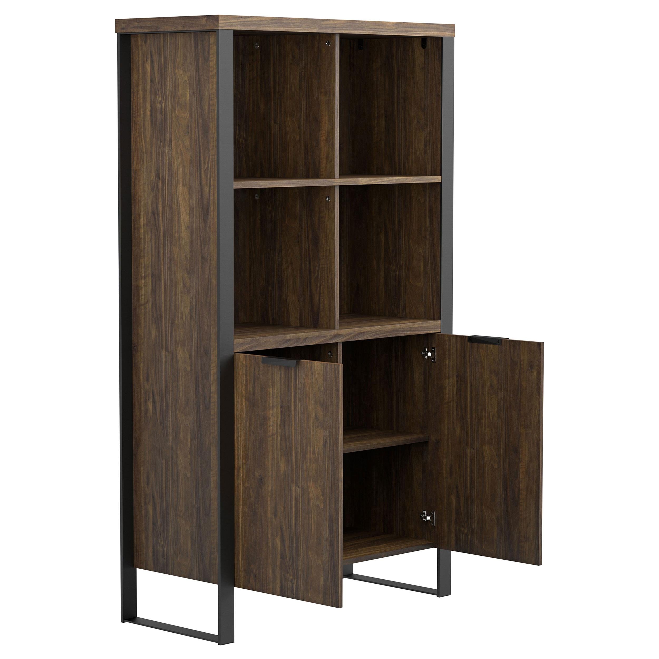 Pattinson 63-inch 2-shelf Cabinet Bookcase Aged Walnut