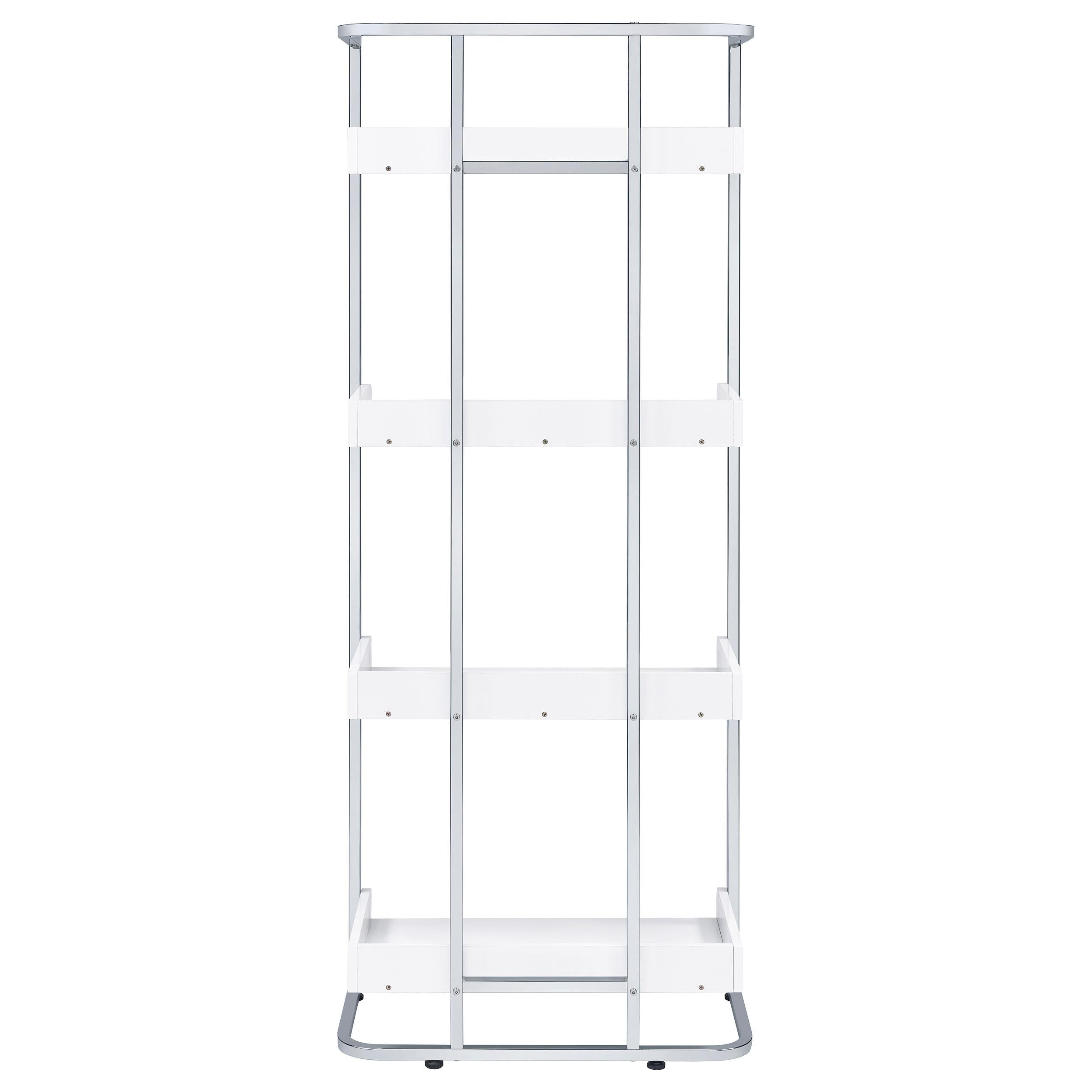 Ember 68-inch 4-shelf Bookshelf White High Gloss and Chrome