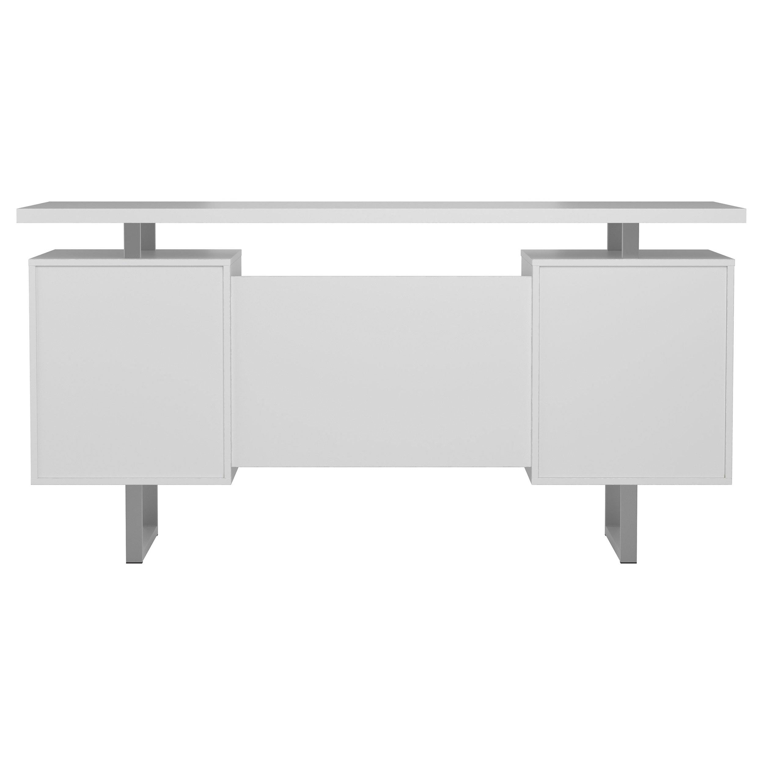 Lawtey 60-inch 2-drawer Computer Desk White High Gloss
