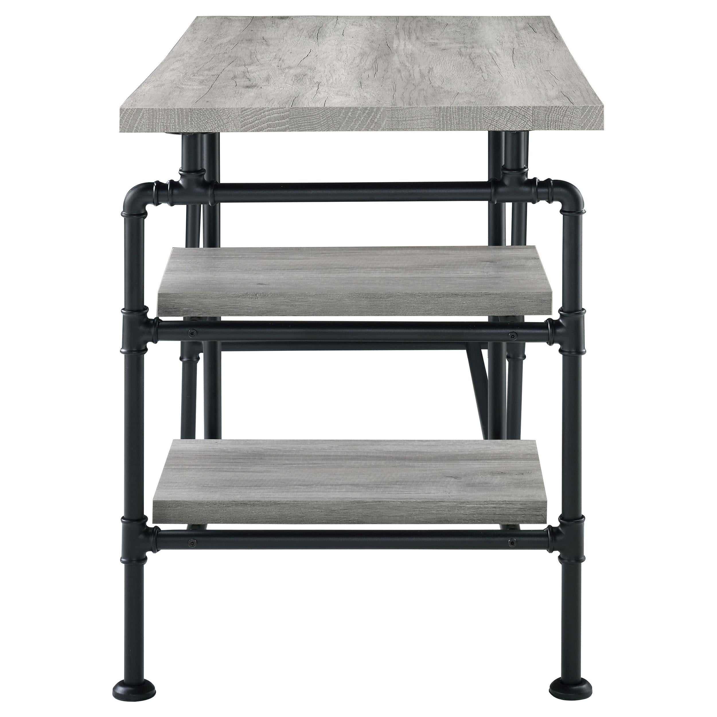 Delray 47-inch 2-shelf Piping Writing Desk Grey Driftwood