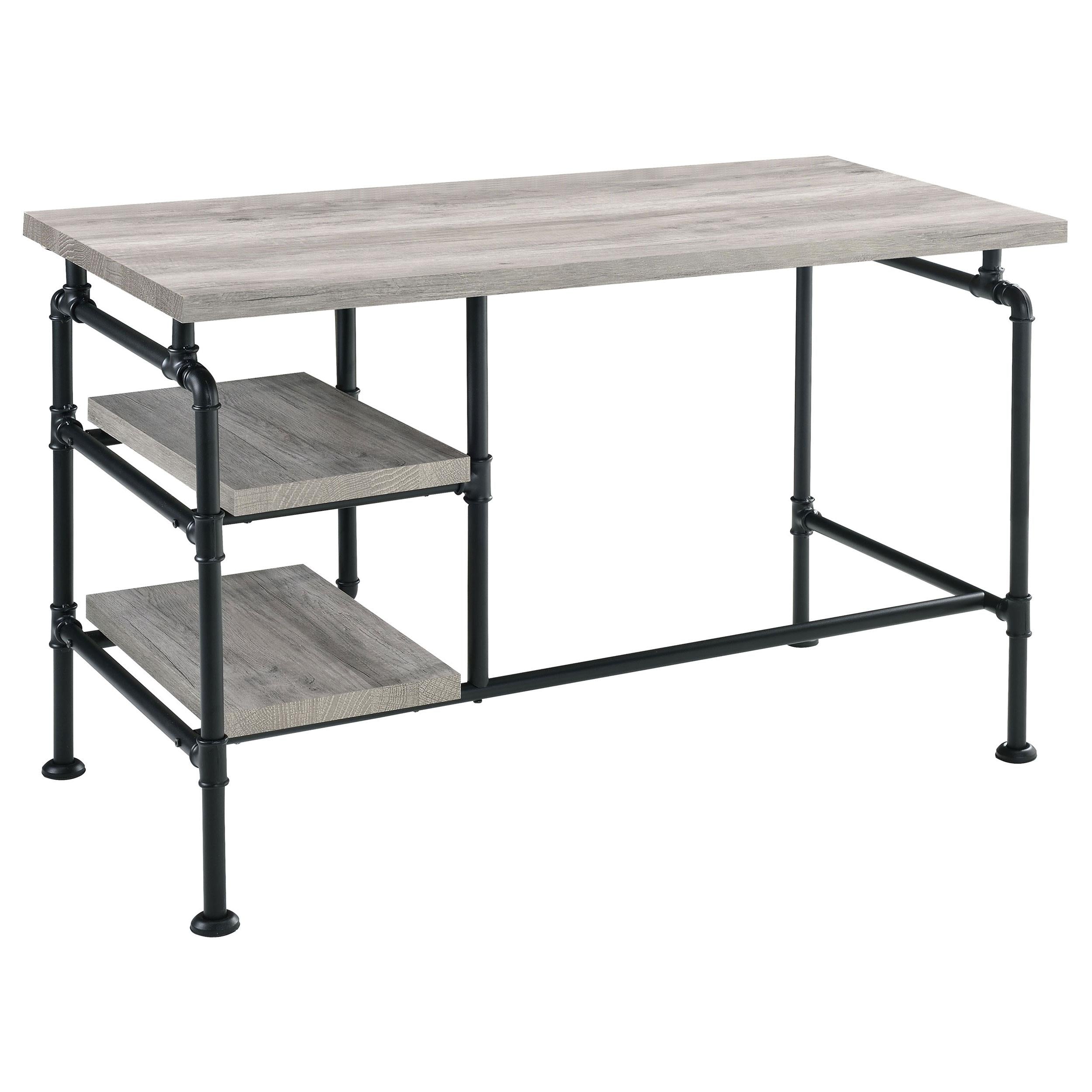 Delray 47-inch 2-shelf Piping Writing Desk Grey Driftwood