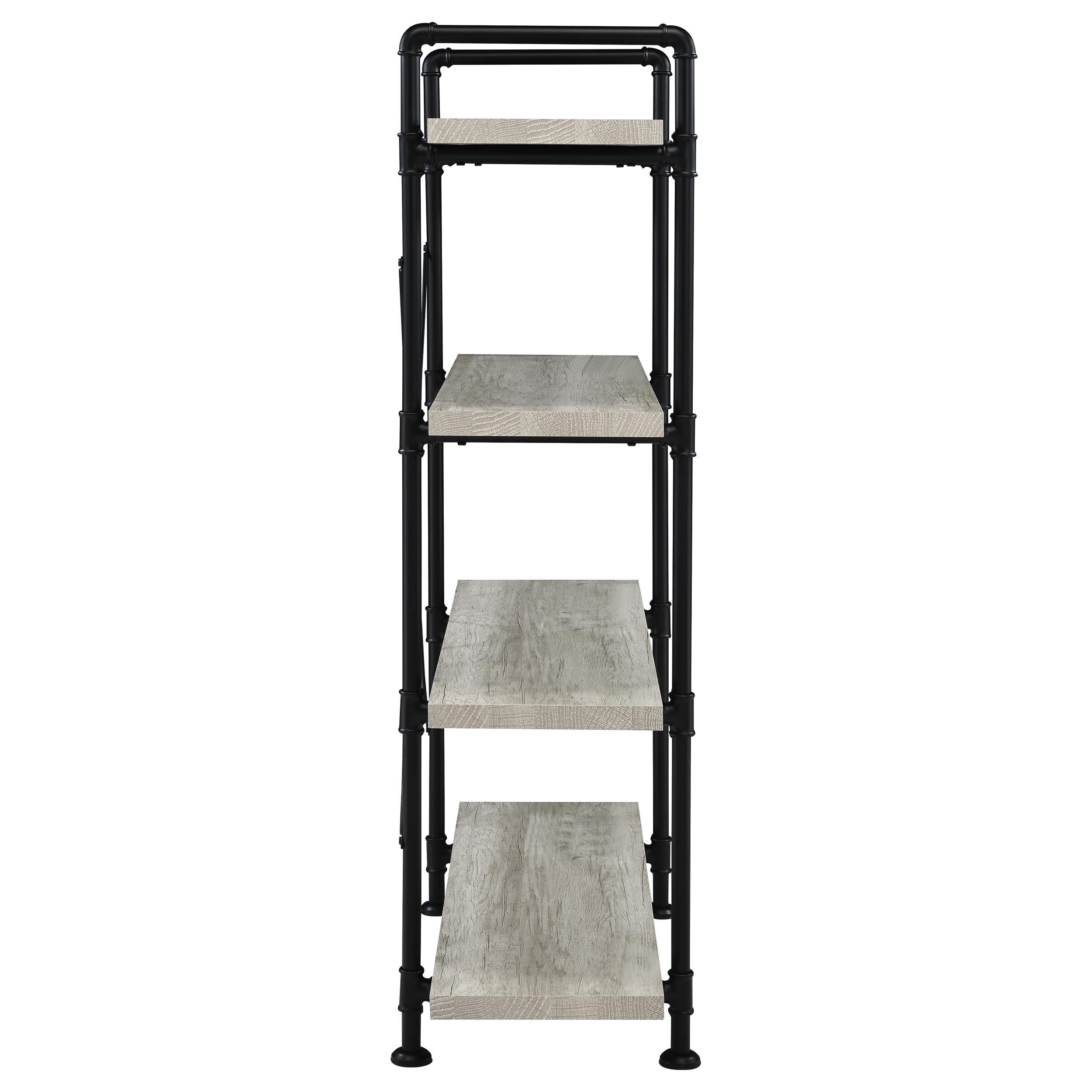 Delray 56-inch 4-shelf Bookshelf Grey Driftwood and Black