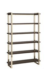 Librería Seymour de 5 niveles en nogal y latón rosa