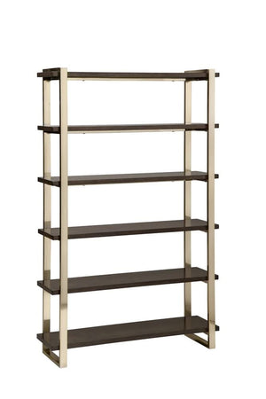 Librería Seymour de 5 niveles en nogal y latón rosa
