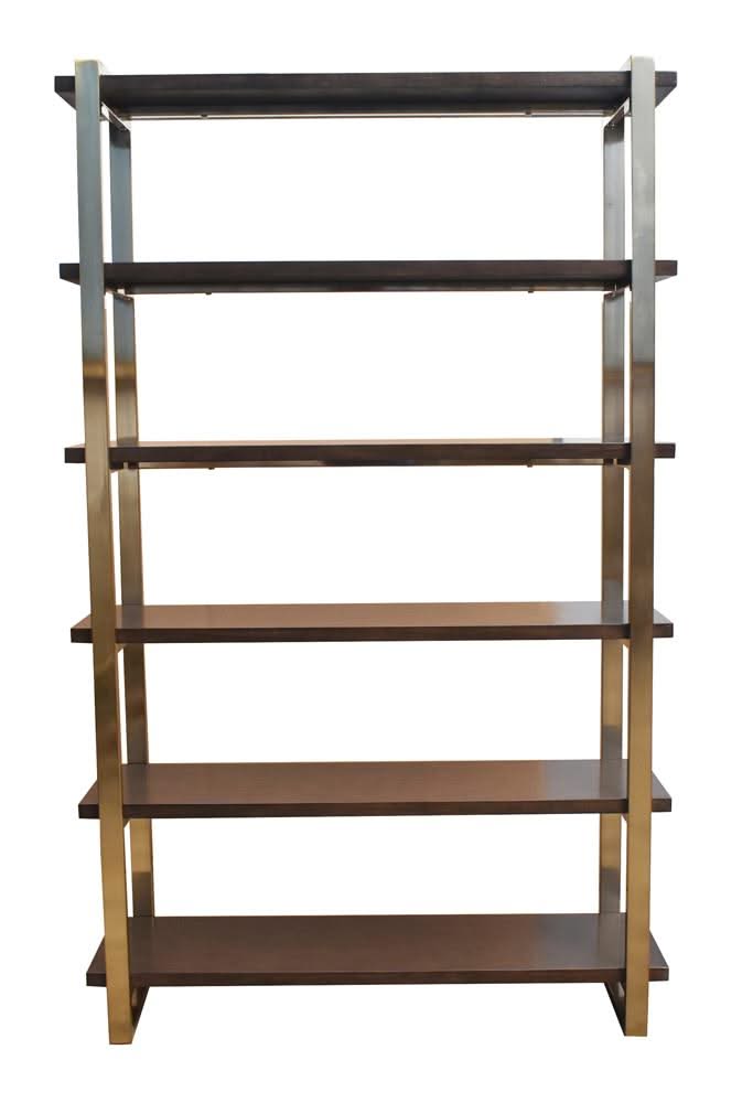 Librería Seymour de 5 niveles en nogal y latón rosa