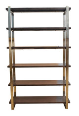 Librería Seymour de 5 niveles en nogal y latón rosa