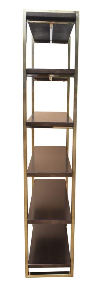 Librería Seymour de 5 niveles en nogal y latón rosa