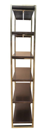 Librería Seymour de 5 niveles en nogal y latón rosa