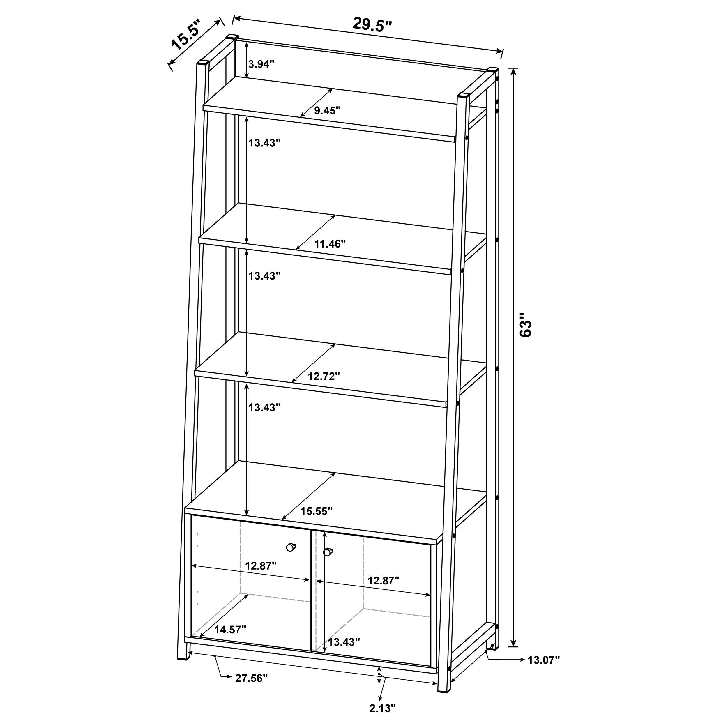 Jacksonville Bookcase with 2-door Cabinet Aged Walnut
