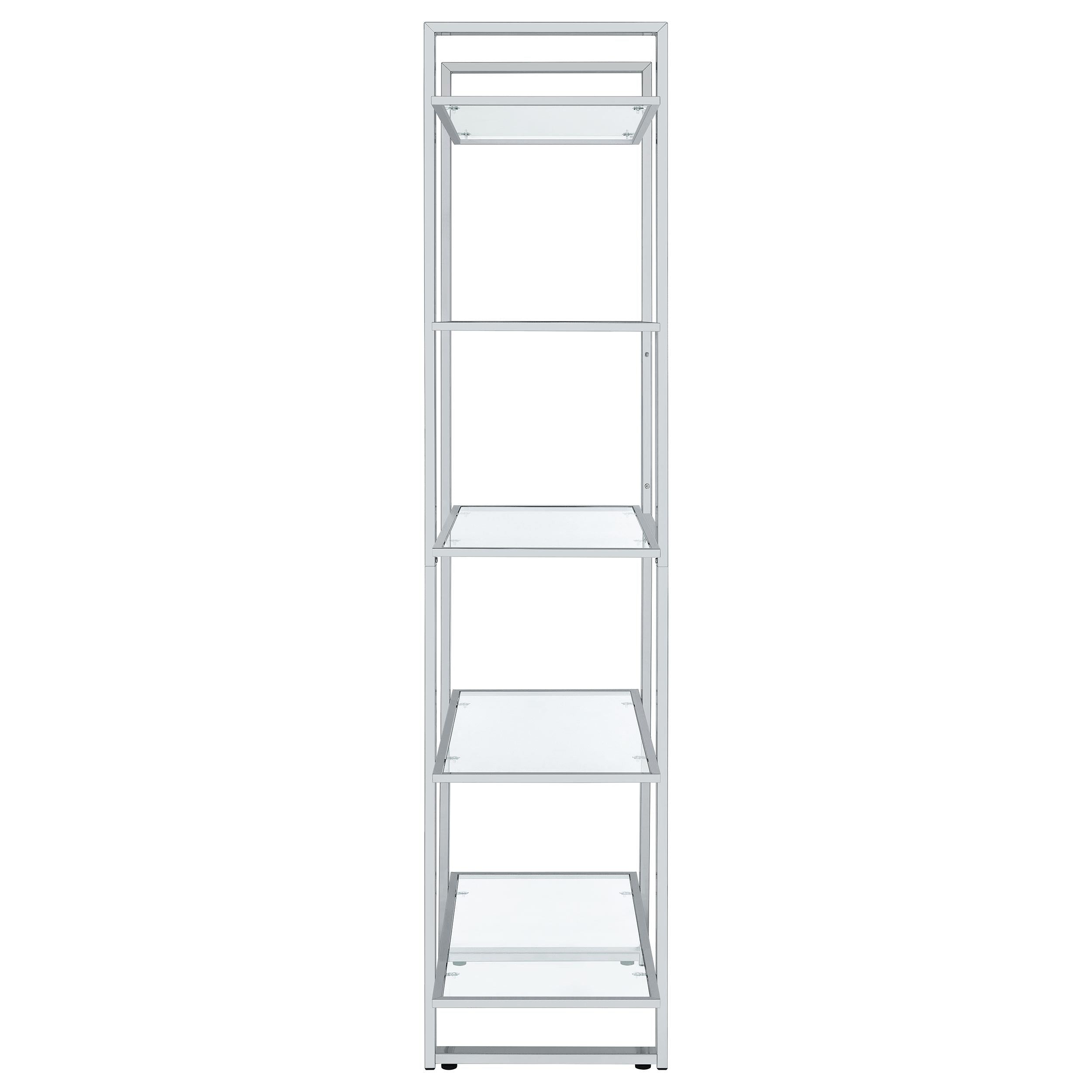 Hartford 79-inch 5-shelf Glass Bookshelf Chrome