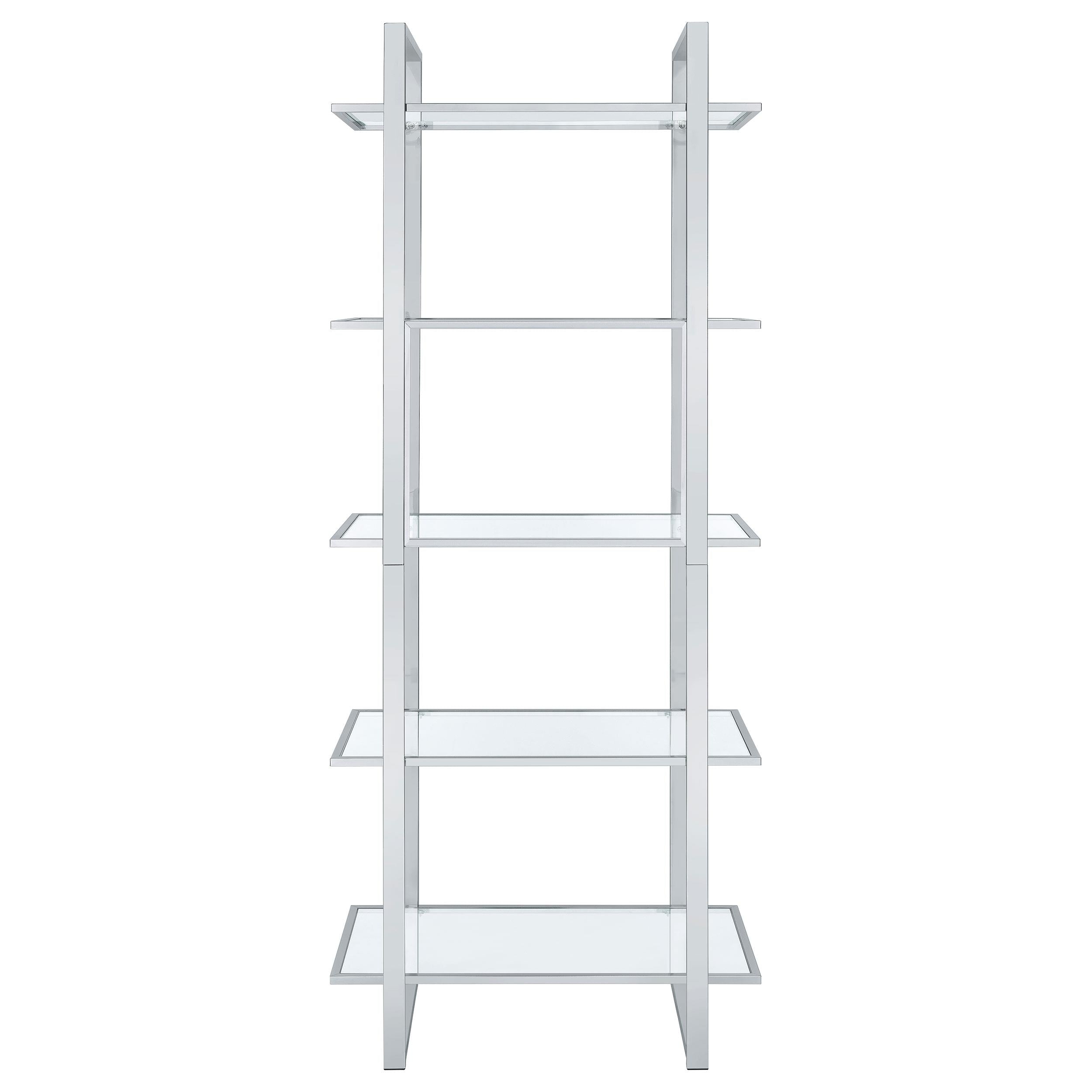 Hartford 79-inch 5-shelf Glass Bookshelf Chrome