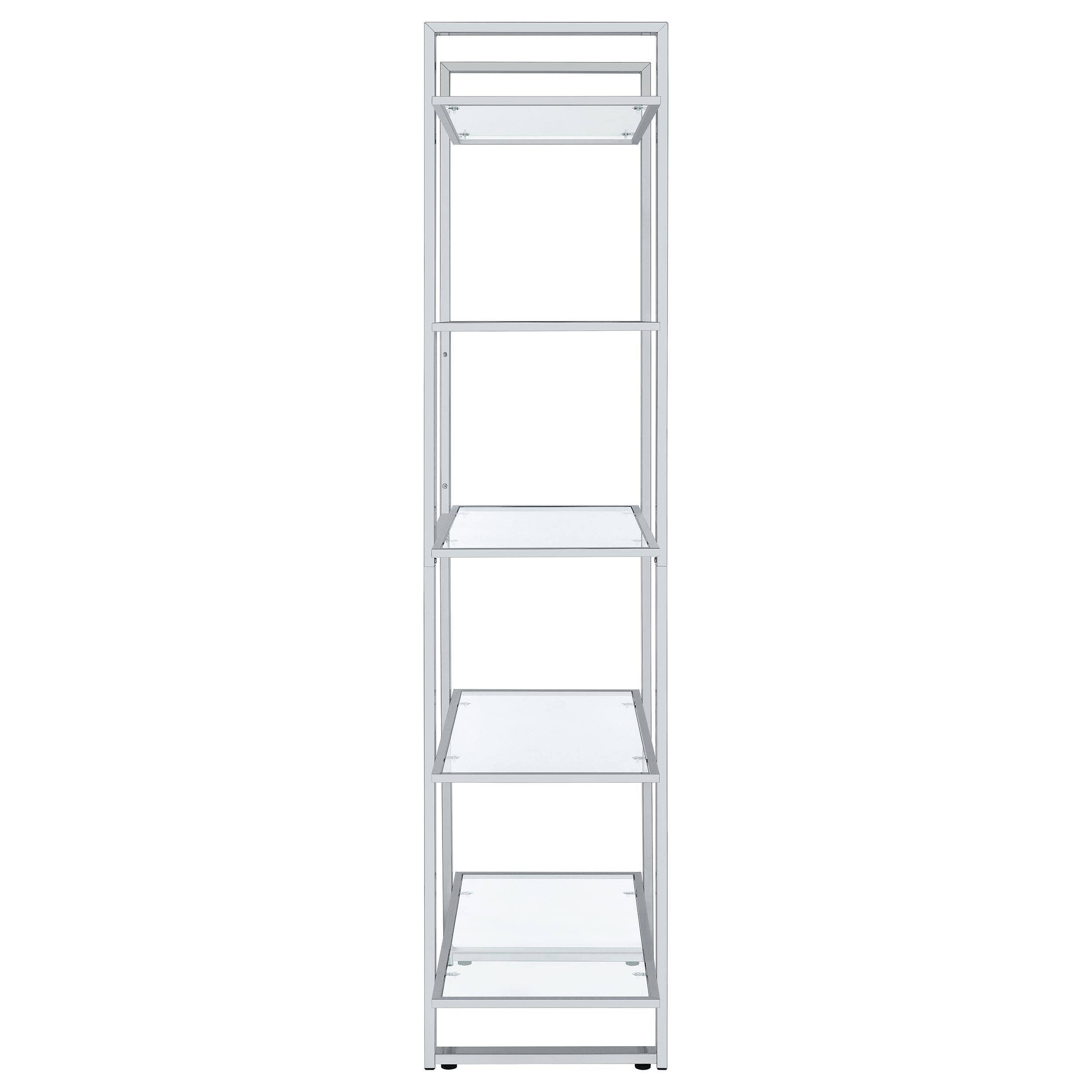 Hartford 79-inch 5-shelf Glass Bookshelf Chrome