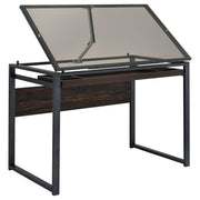 Pantano 42-inch Glass Top Drafting Table Dark Gunmetal