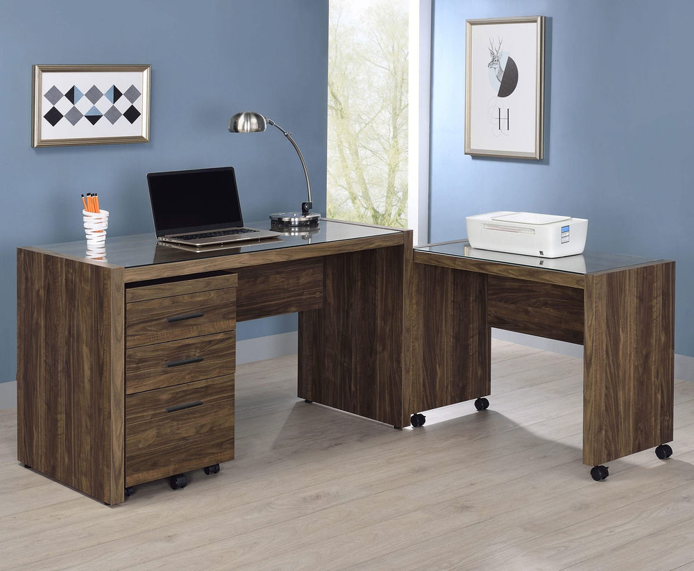 Luetta 48-inch Rectangular Writing Desk Aged Walnut