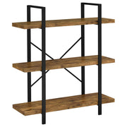 Cole 40-inch 3-shelf Bookshelf Rustic Nutmeg and Black