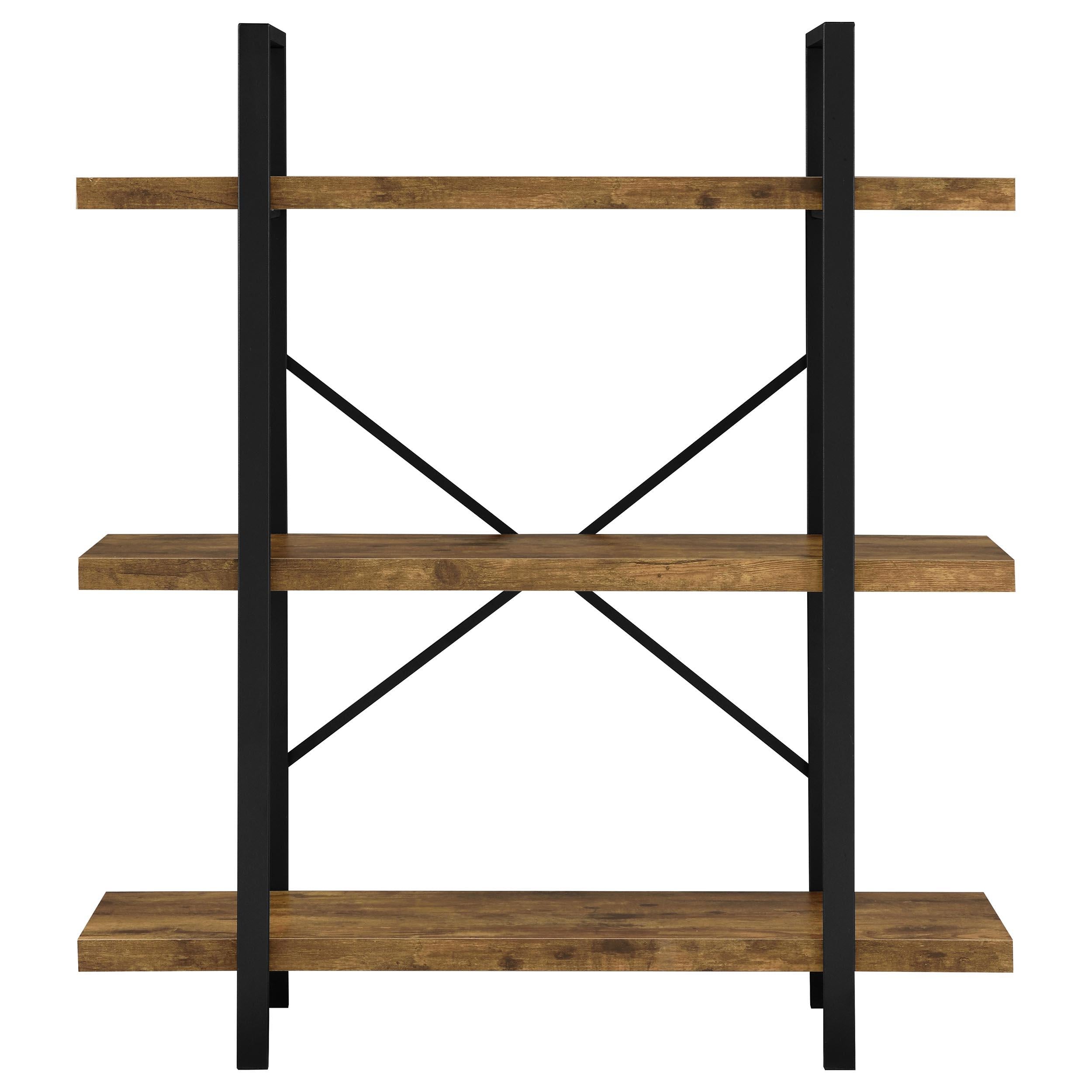 Cole 40-inch 3-shelf Bookshelf Rustic Nutmeg and Black