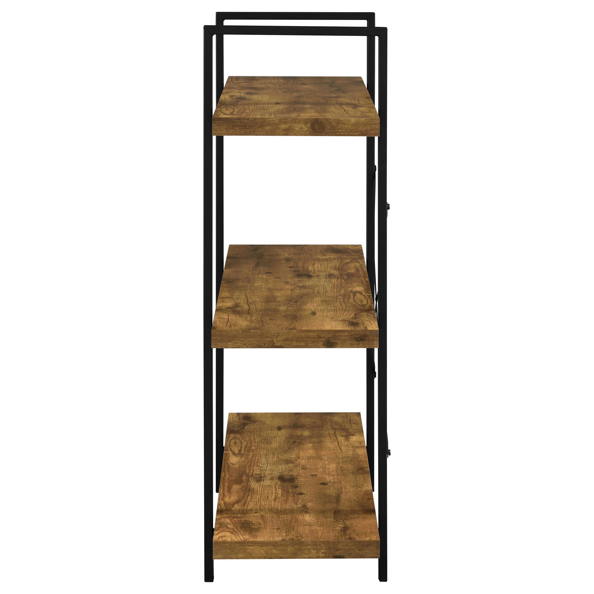 Cole 40-inch 3-shelf Bookshelf Rustic Nutmeg and Black