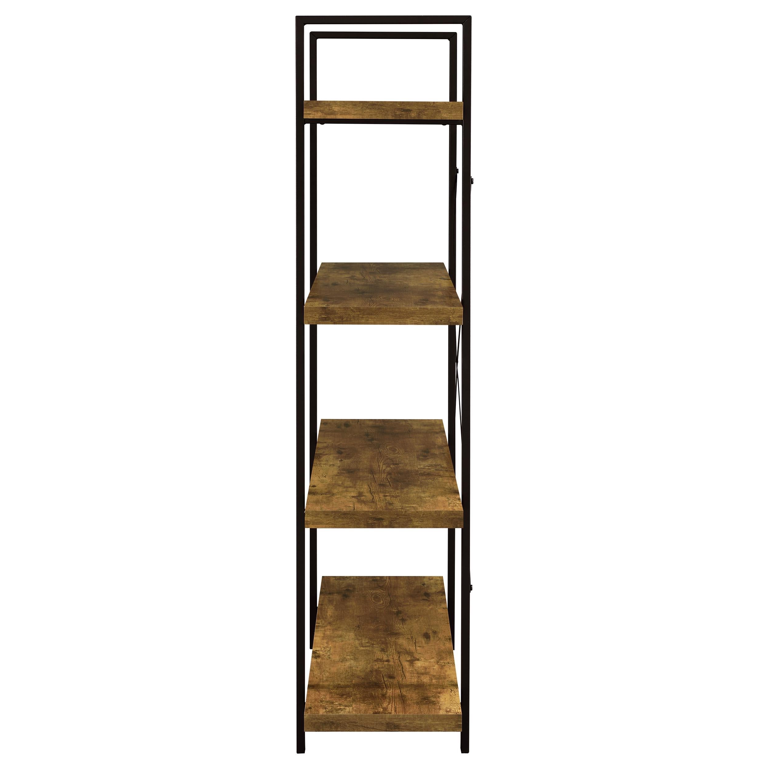 Cole 55-inch 4-shelf Bookshelf Rustic Nutmeg and Black