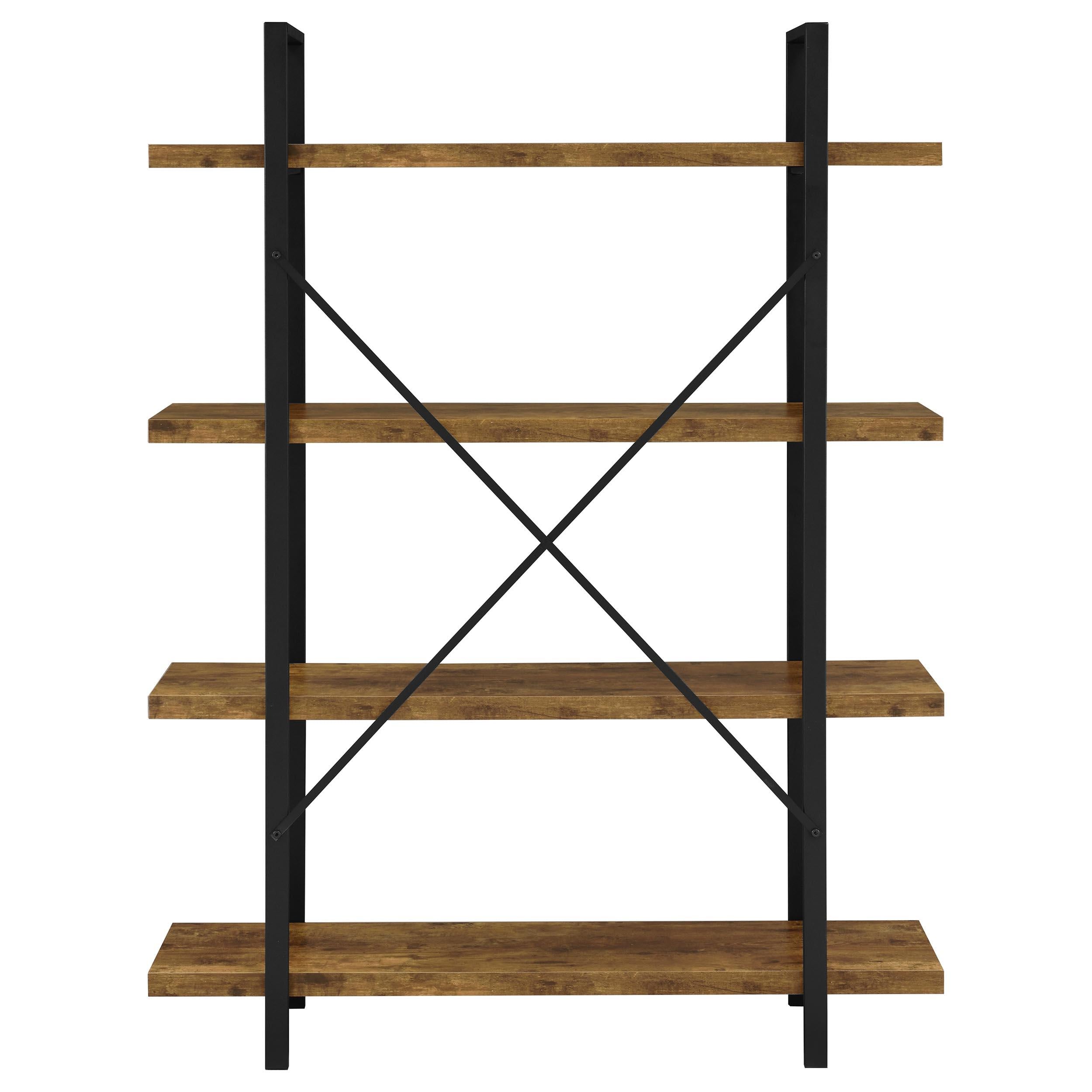 Cole 55-inch 4-shelf Bookshelf Rustic Nutmeg and Black