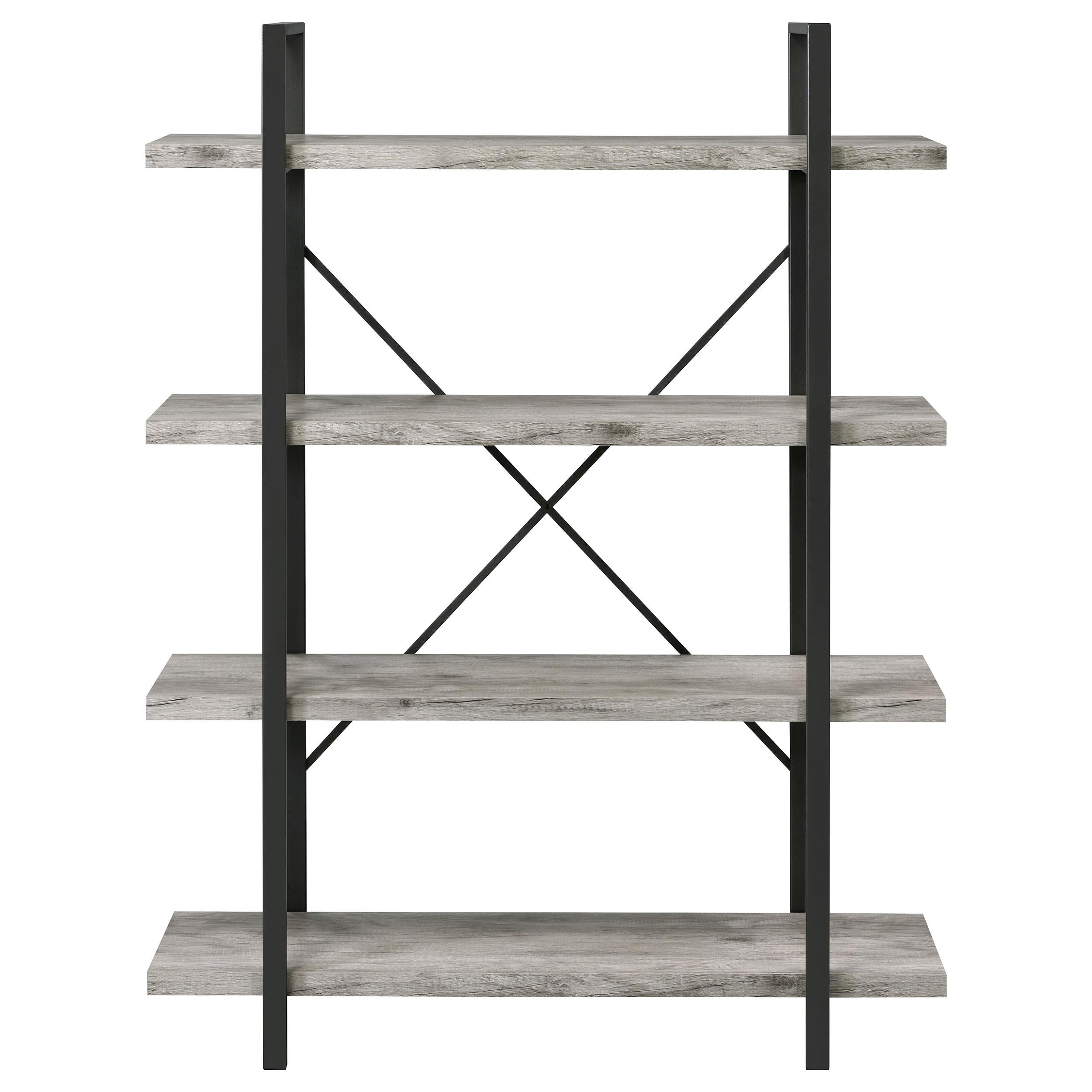 Cole 55-inch 4-shelf Bookshelf Grey Driftwood and Gunmetal