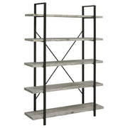 Cole 70-inch 5-shelf Bookshelf Grey Driftwood and Gunmetal
