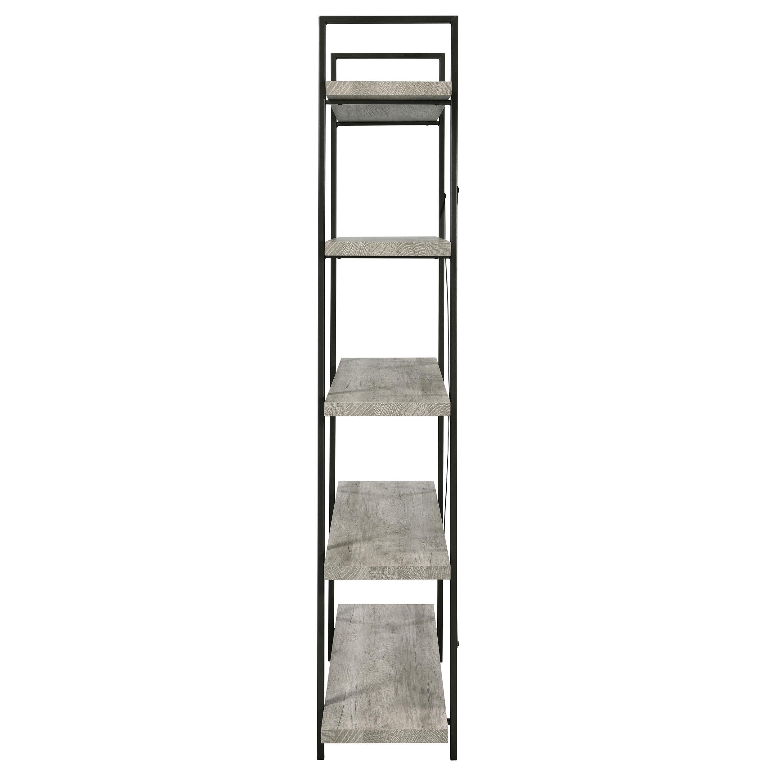 Cole 70-inch 5-shelf Bookshelf Grey Driftwood and Gunmetal