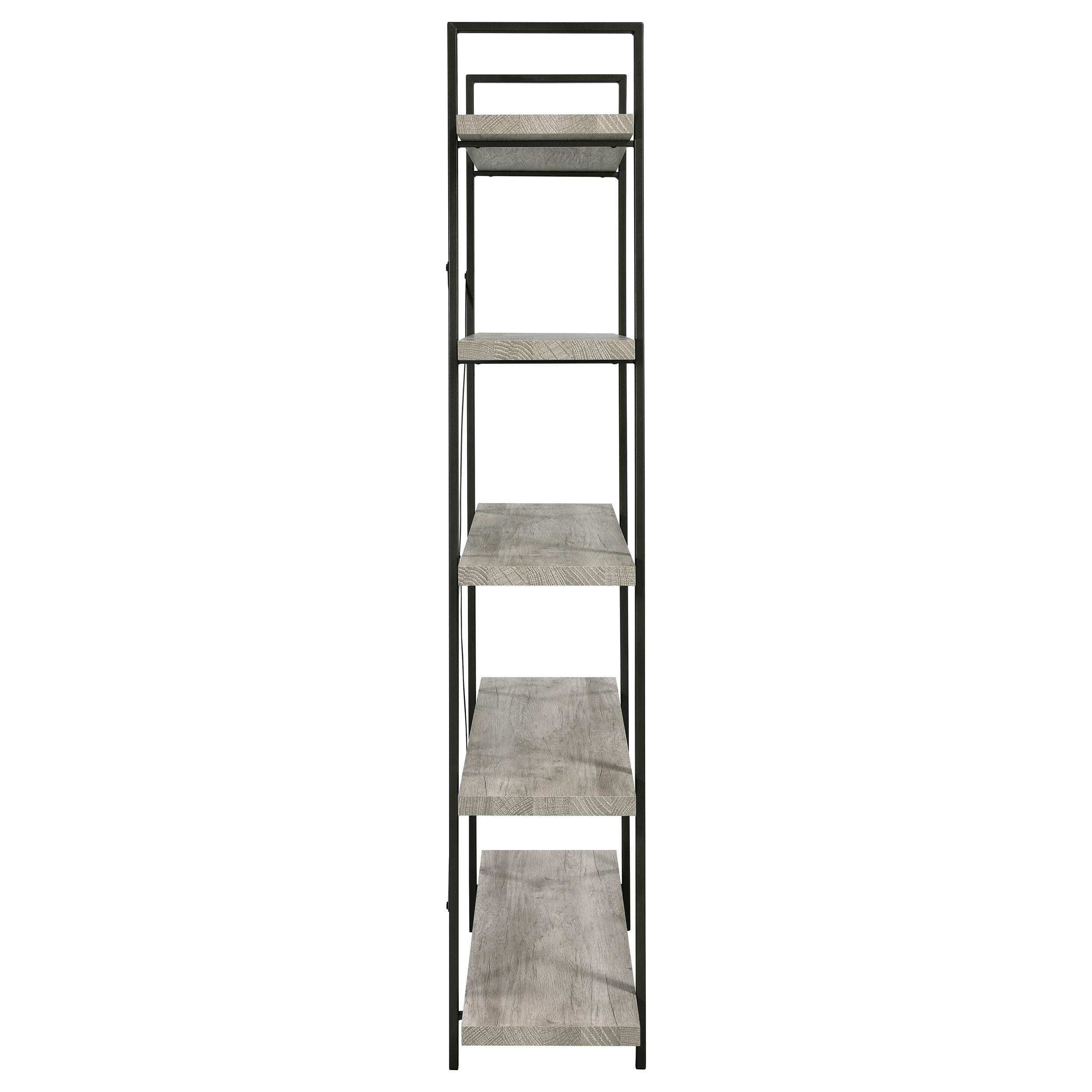 Cole 70-inch 5-shelf Bookshelf Grey Driftwood and Gunmetal