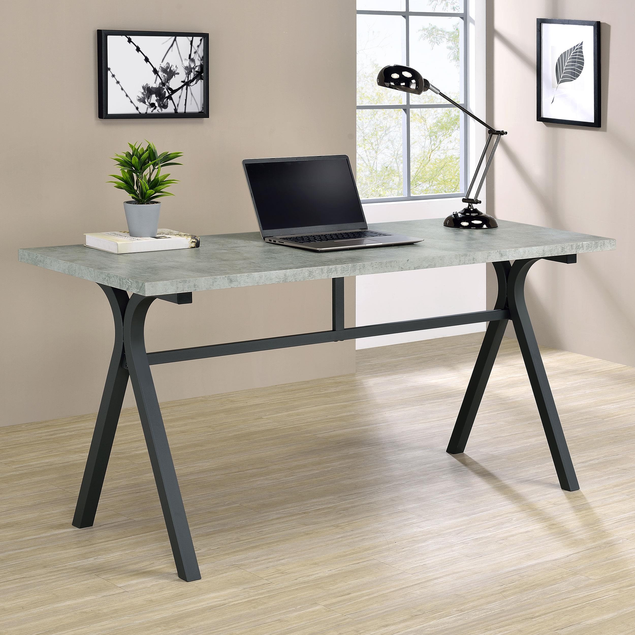 Tatum 60-inch Engineered Wood Top Writing Desk Cement