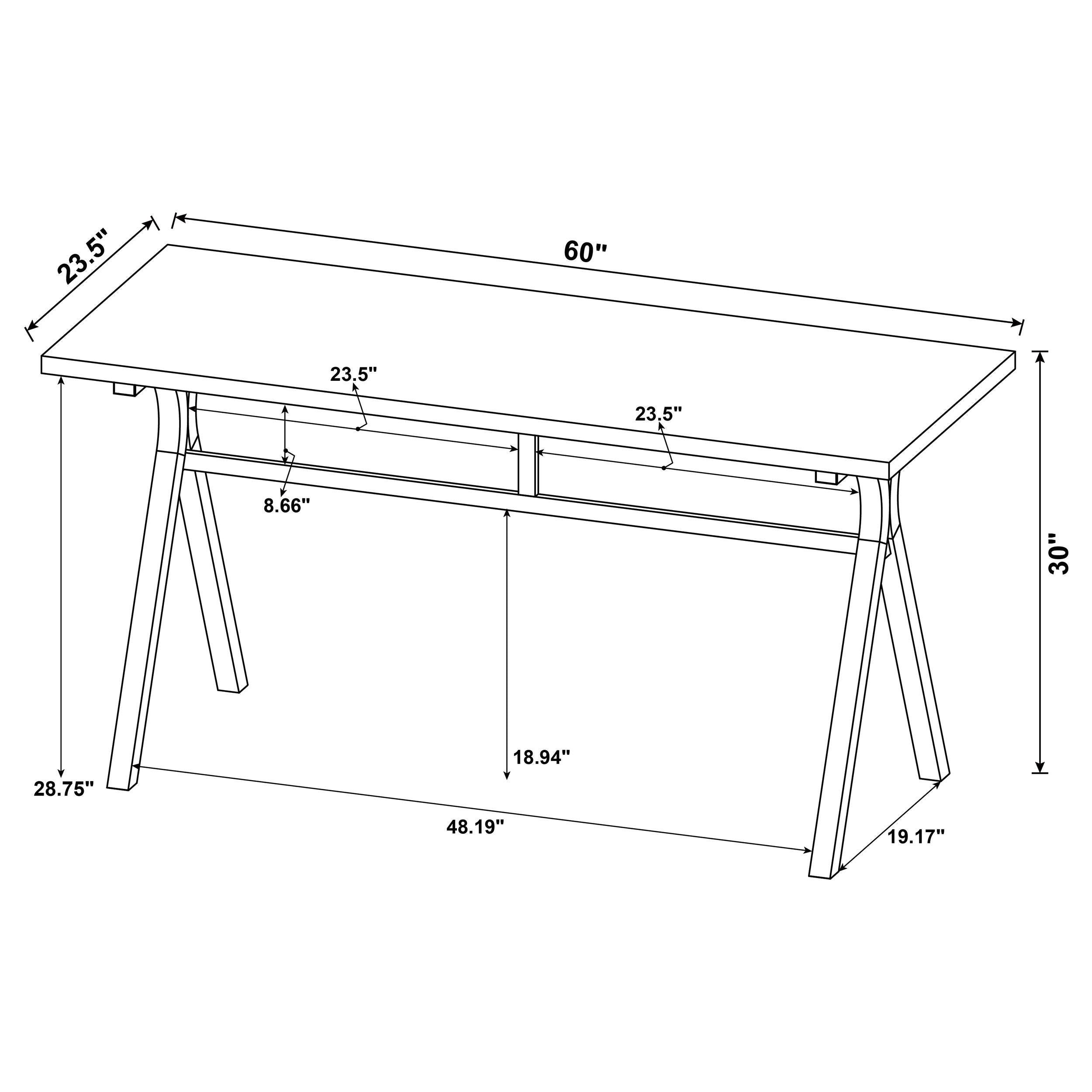 Tatum 60-inch Engineered Wood Top Writing Desk Cement