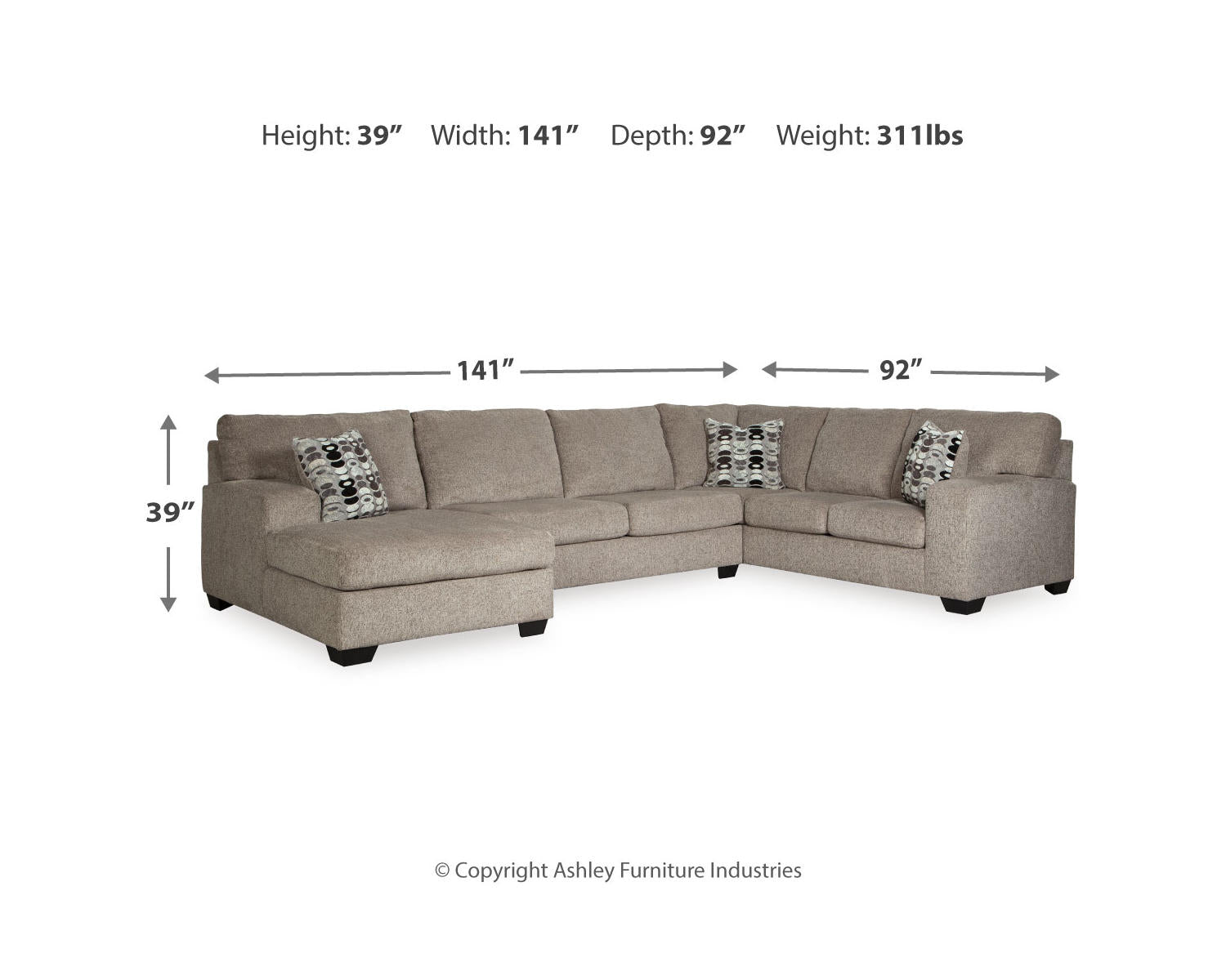Ballinasloe 3-Piece Sectional with Chaise