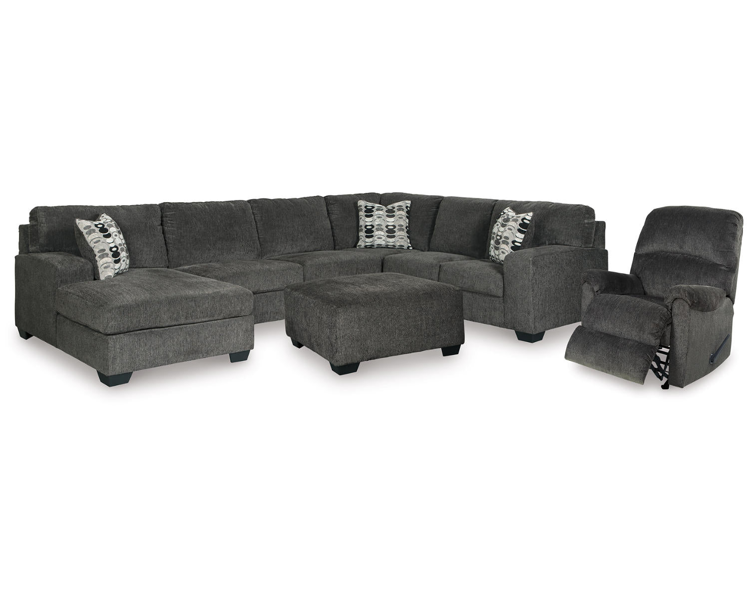 Ballinasloe 3-Piece Sectional, Recliner and Ottoman
