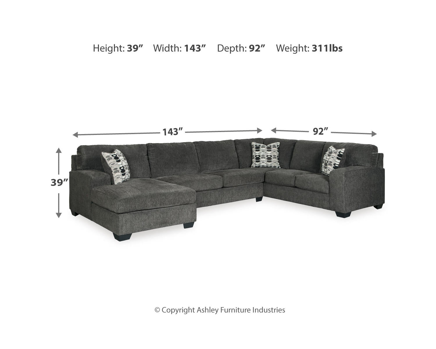 Ballinasloe 3-Piece Sectional with Chaise