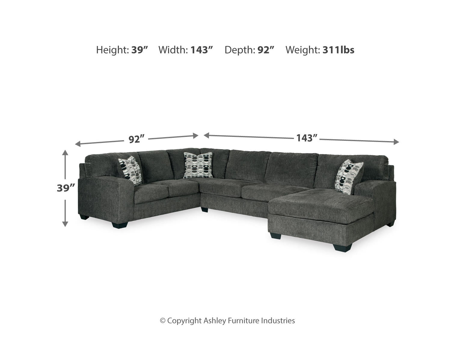 Ballinasloe 3-Piece Sectional with Chaise