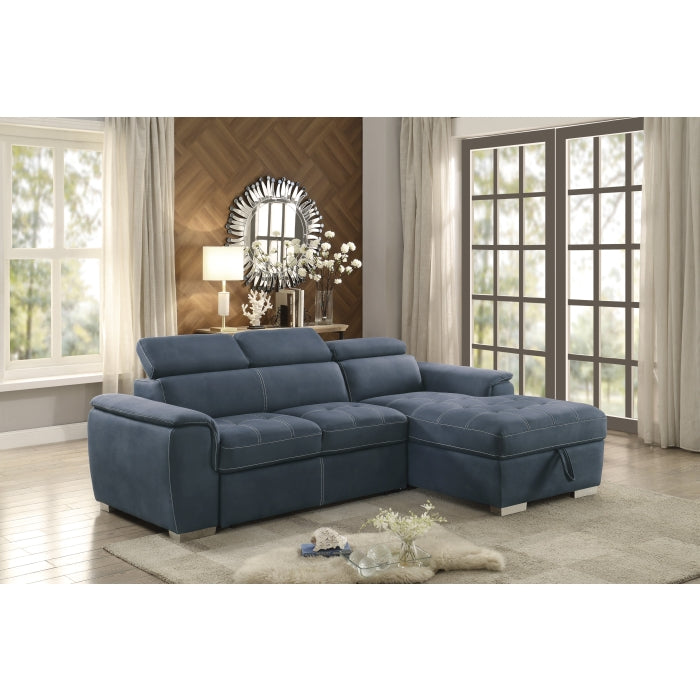 Ferriday Collection 2-Piece Sectional with Adjustable Headrests, Pull-out Bed and Right Chaise with Hidden Storage