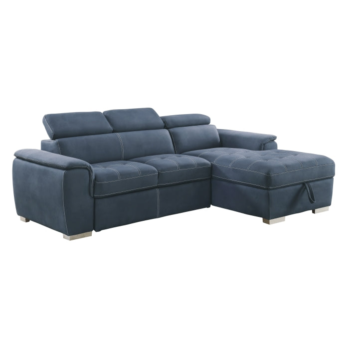 Ferriday Collection 2-Piece Sectional with Adjustable Headrests, Pull-out Bed and Right Chaise with Hidden Storage