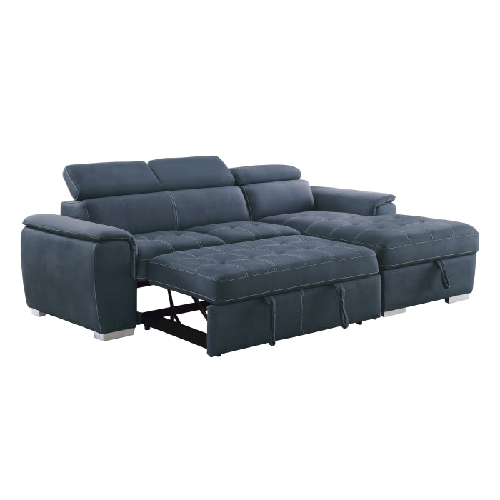 Ferriday Collection 2-Piece Sectional with Adjustable Headrests, Pull-out Bed and Right Chaise with Hidden Storage