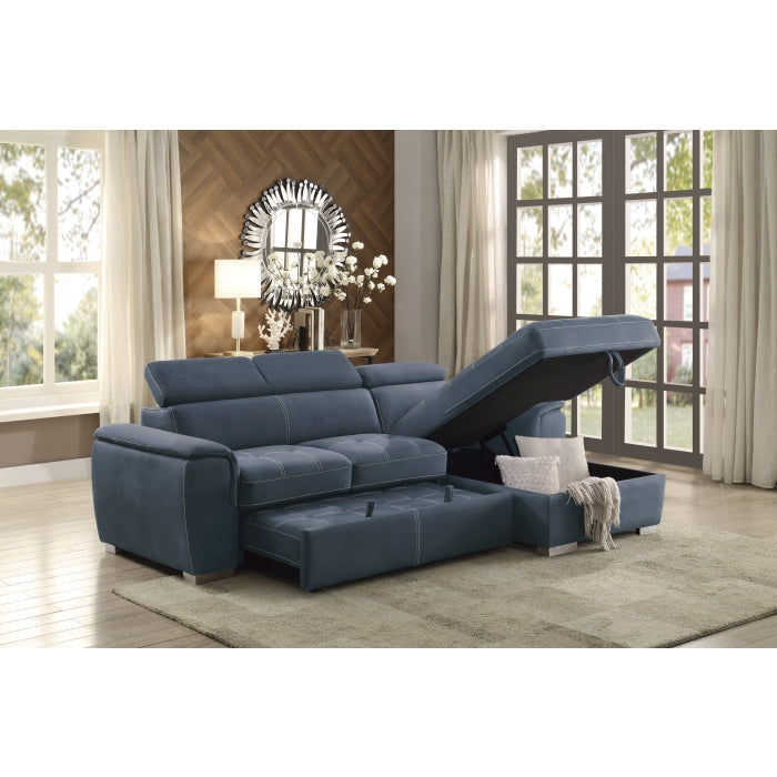 Ferriday Collection 2-Piece Sectional with Adjustable Headrests, Pull-out Bed and Right Chaise with Hidden Storage