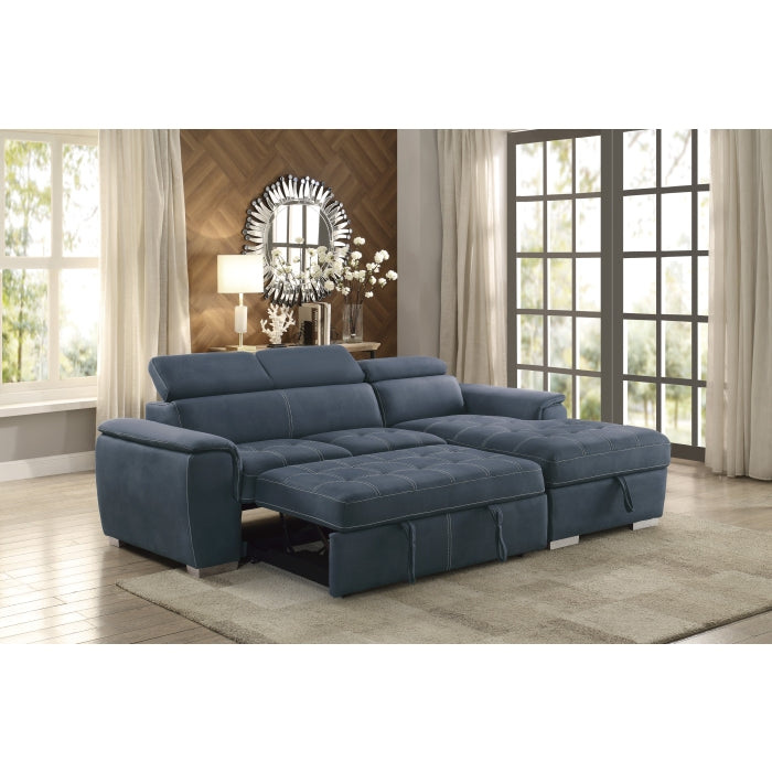 Ferriday Collection 2-Piece Sectional with Adjustable Headrests, Pull-out Bed and Right Chaise with Hidden Storage