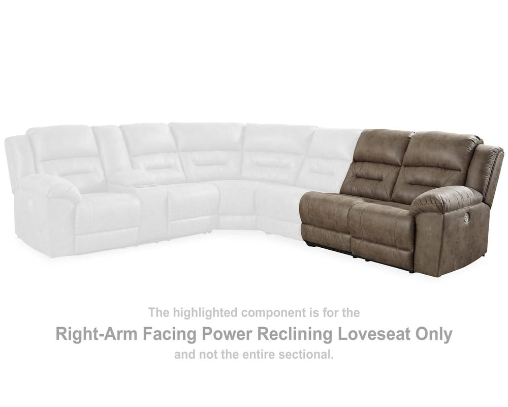 Loveseat reclinable eléctrico Ravenel con brazo derecho