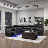 Cipher Collection 3-Piece Power Reclining Sectional with Two Consoles, Speakers, Subwoofer, LED Lighting and Charging Port