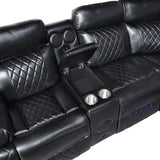 Cipher Collection 3-Piece Power Reclining Sectional with Two Consoles, Speakers, Subwoofer, LED Lighting and Charging Port