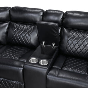 Cipher Collection 3-Piece Power Reclining Sectional with Two Consoles, Speakers, Subwoofer, LED Lighting and Charging Port